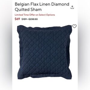 2 Pottery Barn Belgian flax linen diamond euro shams